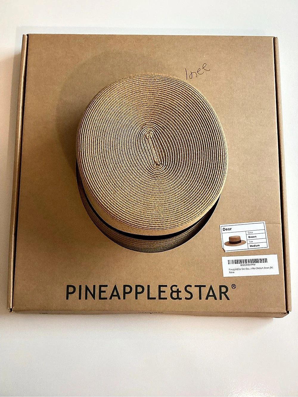 New Pineapple &star Deor Brown Medium Hat, Upf50+ Sun Protection Fine BraidStraw